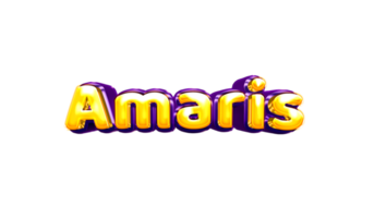 girls name sticker colorful party balloon birthday helium air shiny yellow purple cutout Amaris png