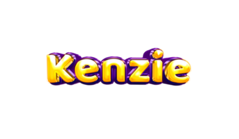 girls name sticker colorful party balloon birthday helium air shiny yellow purple cutout Kenzie png