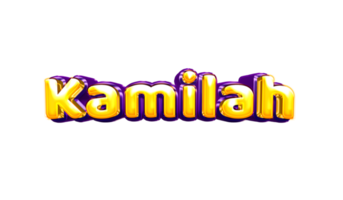 girls name sticker colorful party balloon birthday helium air shiny yellow purple cutout Kamilah png