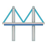Bridge with iron supports icon, cartoon style vector