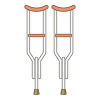 Crutches icon, cartoon style vector