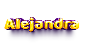 names of girls English helium balloon shiny celebration sticker 3d inflated Alejandra png