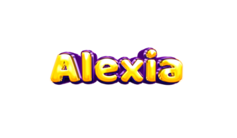 girls name sticker colorful party balloon birthday helium air shiny yellow purple cutout Alexia png