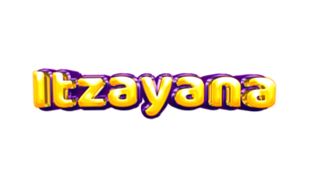 girls name sticker colorful party balloon birthday helium air shiny yellow purple cutout Itzayana png