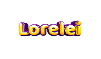 girls name sticker colorful party balloon birthday helium air shiny yellow purple cutout Lorelei png