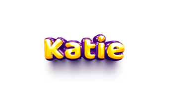 names of girls English helium balloon shiny celebration sticker 3d inflated Katie png