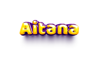 names of girls English helium balloon shiny celebration sticker 3d inflated Aitana png