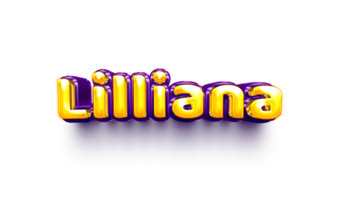 names of girls English helium balloon shiny celebration sticker 3d inflated Lilliana png