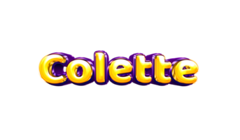 girls name sticker colorful party balloon birthday helium air shiny yellow purple cutout Colette png