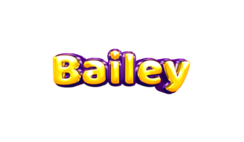girls name sticker colorful party balloon birthday helium air shiny yellow purple cutout Bailey png
