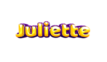 girls name sticker colorful party balloon birthday helium air shiny yellow purple cutout Juliette png