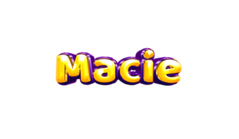 meisjes naam sticker kleurrijk partij ballon verjaardag helium lucht glimmend geel Purper uitknippen macie png