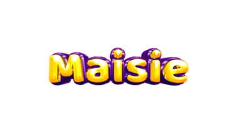 Namensaufkleber Mädchen bunt Party Ballon Geburtstag Helium Luft glänzend gelb lila Ausschnitt Maisie png