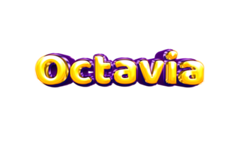 girls name sticker colorful party balloon birthday helium air shiny yellow purple cutout Octavia Octavia png