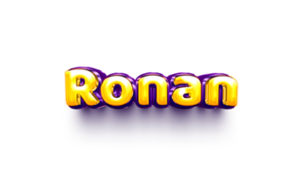 names of boy English helium balloon shiny celebration sticker 3d inflated Ronan png