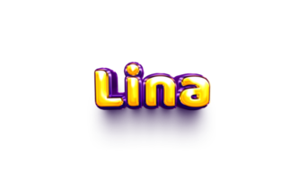 names of girls English helium balloon shiny celebration sticker 3d inflated Lina png