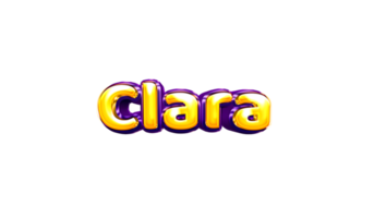 girls name sticker colorful party balloon birthday helium air shiny yellow purple cutout Clara png