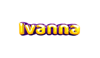 girls name sticker colorful party balloon birthday helium air shiny yellow purple cutout Ivanna png