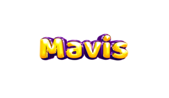 girls name sticker colorful party balloon birthday helium air shiny yellow purple cutout Mavis png