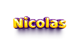 names of boy English helium balloon shiny celebration sticker 3d inflated Nicolas png