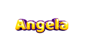 girls name sticker colorful party balloon birthday helium air shiny yellow purple cutout Angela png