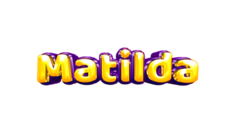 girls name sticker colorful party balloon birthday helium air shiny yellow purple cutout Matilda png