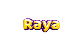 girls name sticker colorful party balloon birthday helium air shiny yellow purple cutout Raya Raya png