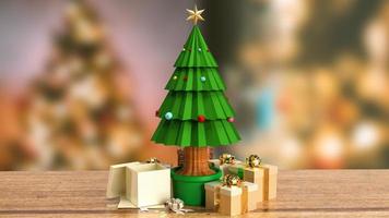 The Christmas tree and gift box for holiday concept 3d rendering photo