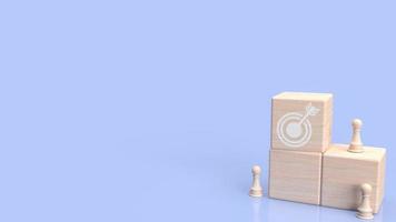 The target icon on wood cube for abstract or business concept 3d rendering photo