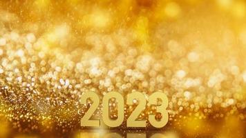 el número de oro 2023 para año nuevo o concepto de celebración representación 3d foto