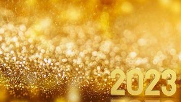 el número de oro 2023 para año nuevo o concepto de celebración representación 3d foto