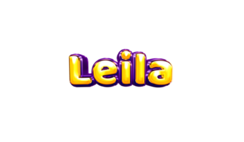 girls name sticker colorful party balloon birthday helium air shiny yellow purple cutout Leila png