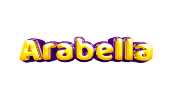 girls name sticker colorful party balloon birthday helium air shiny yellow purple cutout Arabella png