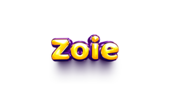 names of girls English helium balloon shiny celebration sticker 3d inflated Zoie png