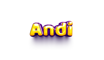 names of girls English helium balloon shiny celebration sticker 3d inflated Andi png