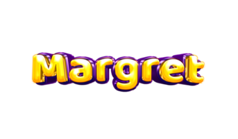 girls name sticker colorful party balloon birthday helium air shiny yellow purple cutout Margret png