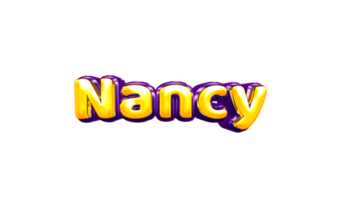 girls name sticker colorful party balloon birthday helium air shiny yellow purple cutout Nancy png