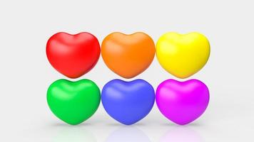 corazón multicolor para la representación 3d del concepto lgbtq foto
