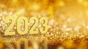 el número de oro 2023 para año nuevo o concepto de celebración representación 3d foto