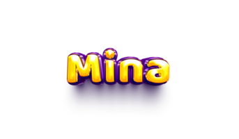 names of girls English helium balloon shiny celebration sticker 3d inflated Mina png