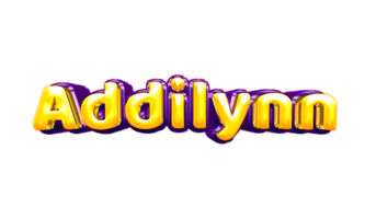 girls name sticker colorful party balloon birthday helium air shiny yellow purple cutout Addilynn png