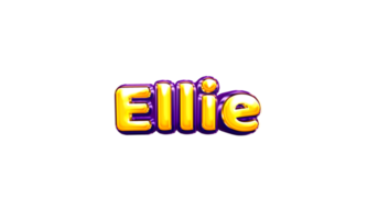 etiqueta engomada del nombre de las niñas coloridas fiesta globo cumpleaños helio aire llamativas amarillas moradas separar ellie png