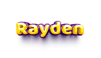 names of boy English helium balloon shiny celebration sticker 3d inflated Rayden png