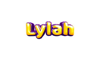girls name sticker colorful party balloon birthday helium air shiny yellow purple cutout Lylah png