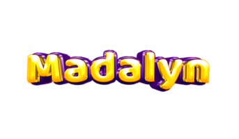 girls name sticker colorful party balloon birthday helium air shiny yellow purple cutout Madalyn png