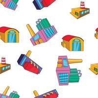 Industrial complex pattern, cartoon style vector