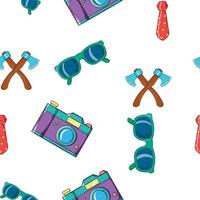 Subculture hipster pattern, cartoon style vector