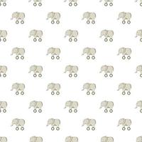 Toy elephant on wheels pattern, cartoon style vector