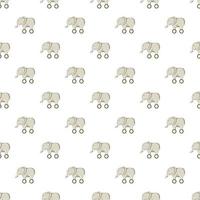 Toy elephant on wheels pattern, cartoon style vector