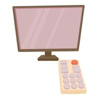 TV with remote icon, cartoon style vector
